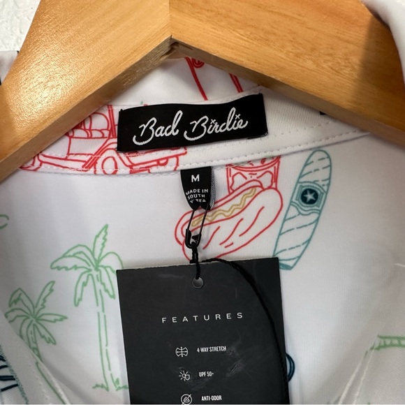 Bad Birdie Mens The Necessities Golf Polo Sz Medium White Short Sleeve Novelty - Picture 9 of 9
